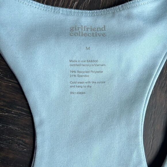 Girlfriend Collective Paloma Racer Back front zip hi impact Sports Bra Blue Var - Picture 4 of 16